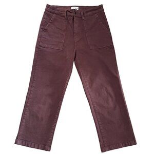 Women's Ankle Crop Utility Pants in Burgundy
